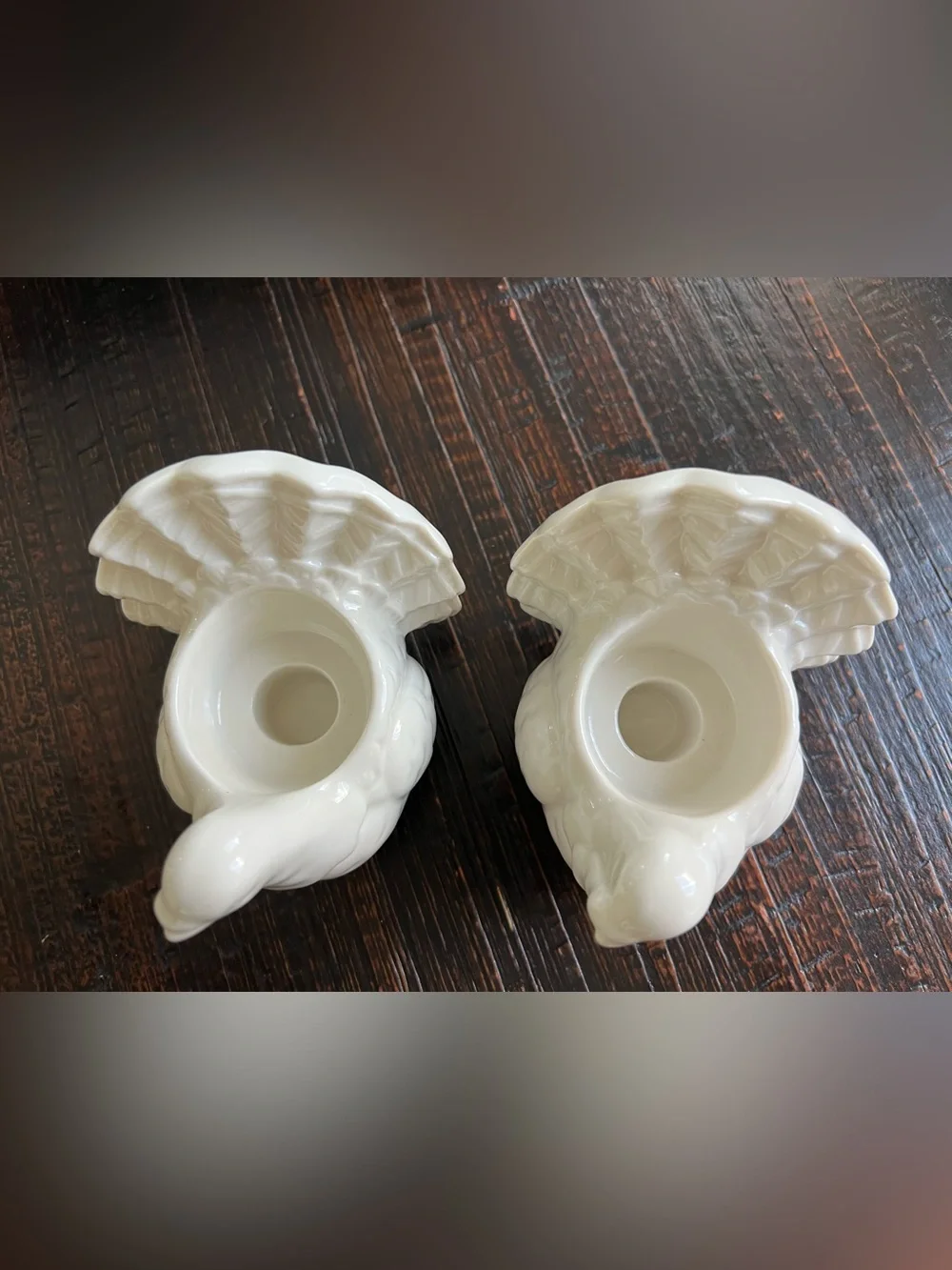 Yankee Candle Co Set of 2 White Ceramic Turkey Candle Holders